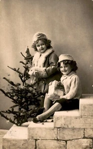 Árbol de Navidad para niños, vintage, postal Art Deco, 1930 Circa, vintage - Imagen 1 de 2