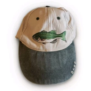 Sombrero de pesca de lubina de boca grande vintage años 90 con correa negro y tostado pescador volador - Imagen 1 de 6