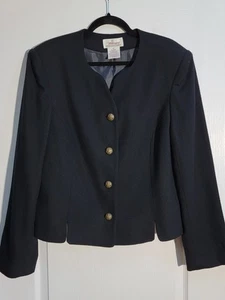 Worthington Vintage Blazer Damen 16 hoch schwarz Wolle Wappen Knöpfe altes Geld - Bild 1 von 8