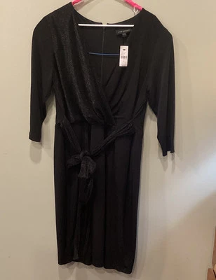 Lane Bryant Women's Plus-size 18 Black Long Sleeve Midi Wrap Dress NEW MSRP $89 - Image 1 of 4