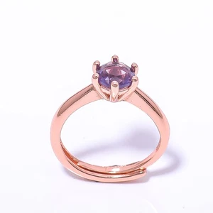 Amethyst Edelstein versilbert Schmuck rosevergoldet Ring Adjst RC7381-11 - Bild 1 von 6