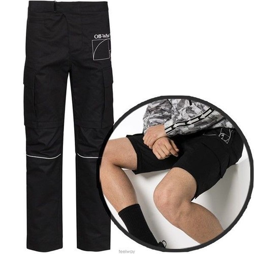 OFF WHITE Pantalone cargo bianco sporco con zip logo 24333954