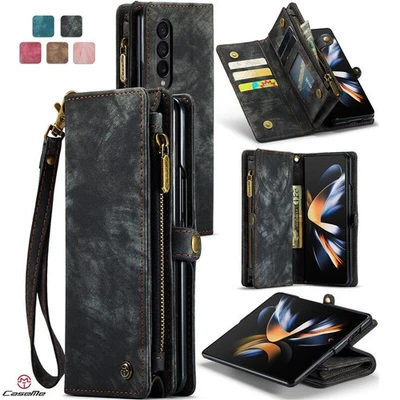 Funda de Cuero Abatible Cremallera Billetera Soporte Cubierta Para Samsung Galaxy Z Plegable 7 6 5 4 5G Foto 1 de 4