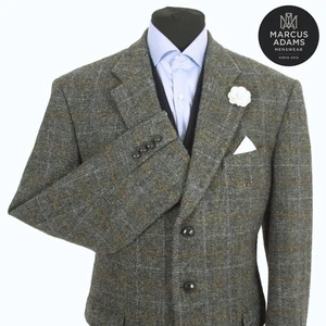 Harris Tweed Jacket Blazer Size 42R Country Windowpane Check Hacking Sports Mens - Picture 1 of 12