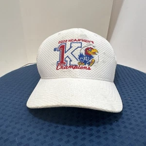 2022 NCAAA Men’s Champion KU Ball Cap Yupoong Flex Fit S-M White Basketball - Picture 1 of 11
