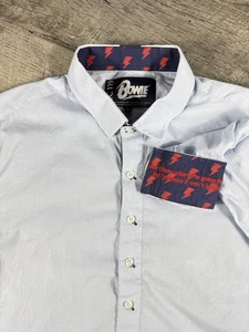 SEC 119 David Bowie Aladdin Sane Button Shirt Large Blue Long Sleeve Retro - Picture 1 of 15