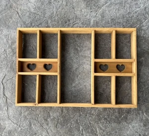 Estante de pared colgante de madera vintage corazones recortados grande - Imagen 1 de 10