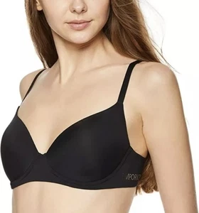 Emporio Armani Schwarz Bonding Mikrofaser Kabellos Gepolsterter BH Gr. 38C Neu - Bild 1 von 10