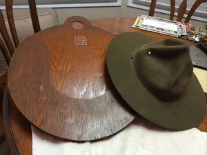 Vintage 1930er Boy Scouts of America offizieller Pfadfindermeister Kampagne Hut mit Aufbewahrung - Bild 1 von 7