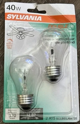 2Sylvania Appliance Clear Light Bulbs 40 Watts A15 Bulb For Oven,refrigerator A9 - Image 1 of 2