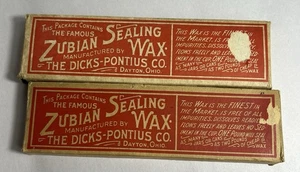 2 antike Vintage ZUBIAN Versiegelungs- & Einmachwachs Dick Pontius Co Dayton Ohio - Bild 1 von 3