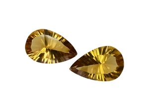 17.335ct PERPACTO CORTE CÓNCAVO AMARILLO NATURAL CITRINO CUARZO PERA 2 PIEZAS  - Imagen 1 de 4