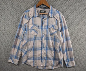 BKE Athletic Fit Western Cowboy Pink Check Plaid Pearl Snap Button Shirt XL - Picture 1 of 12