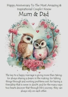 PICKTURE-THIS Happy Anniversary Mum & Dad A5 Card - Parents With Love Wedding Anniversary