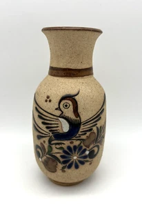 Tonala mexikanische Keramik Vogelvase handbemalt Volkskunst Blumenmuster 7 Zoll groß - Bild 1 von 7