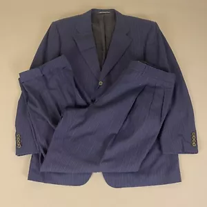 Ermenegildo Zegna Pinstripe Wool Suit Two Piece Set Men's Size 44R x 34W Blue - Picture 1 of 24