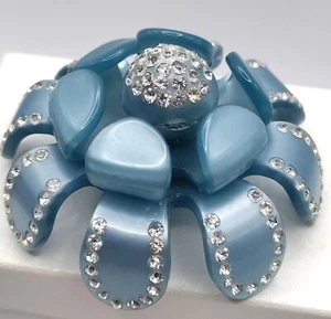 Große 30er Jahre gesponnene Nylon Lagenlook stark gewölbt Brosche mit Akzent Strass - Bild 1 von 6