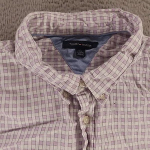 Tommy Hilfiger Shirt Mens 3XL Pink White Check 100% Cotton 2 Ply Twill Button Up - Picture 1 of 11
