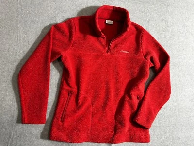 COLUMBIA womens JACKET parka PINK fleece M Bomber pullover BLAZER 1/4 zipped - Image 1 of 4