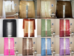 Cortinas/cortinas/panel/tratamiento o bufanda de velo transparente color sólido - Imagen 1 de 57
