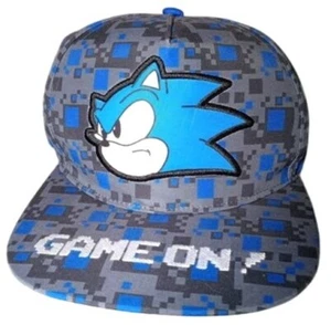 Sonic The Hedgehog Kids Cap Snapback Hat Blue & Gray Pixel Design - Picture 1 of 5