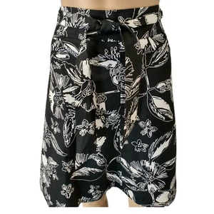 Merona Leinen Fit Flare Rock Gr. S 2 Blumen Bindeband Taille Landhaus Tropical Preppy  - Bild 1 von 20