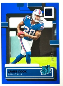 2022 Clearly Donruss James Cook BLUE Acetate RC SP #/99 Bills Star! - Picture 1 of 3