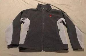 Spyder Youth Large Boys Full Zip Fleece Jacket Gray Black - Picture 1 of 8