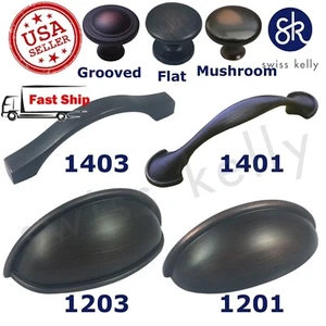 Swiss Kelly Hardware Oil Rubbed Bronze Kitchen Cabinet Handles Drawer Pulls - Picture 1 of 16