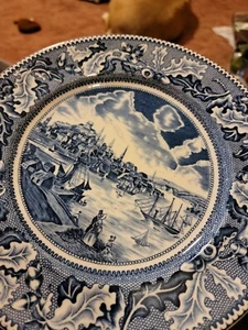 Johnson Bros Historic America Blue 10" Dinner Plate View of Boston Massachusetts - Bild 1 von 6