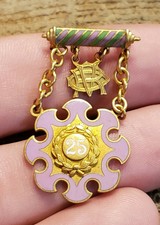 RARE VINTAGE PENNSYLVANIA GOLD TONE ODD FELLOWS REBEKAH LODGE MEDAL BADGE PIN