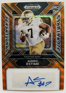 2024 Panini Prizm Draft Picks Audric Estime Orange Shimmer Auto #d/75 Broncos - Picture 1 of 2