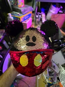 Disney Parks Plush Sequined Mickey Mouse Reversible Flip 13" Round Ears Ball - Picture 1 of 1