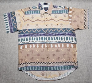 VINTAGE Ralph Lauren Shirt Mens Medium Aztec Tribal Hawaiian 90s Chaps RL Dad - Picture 1 of 7