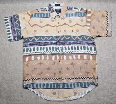 Camisa DE COLECCIÓN Ralph Lauren Para Hombres Mediana Azteca Tribal Hawaiana Años 90 Chaps RL Papá Foto 1 de 4
