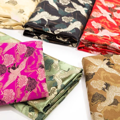 Tela grúa japonesa 1M kimono brocado satinado sedoso bordado hágalo usted mismo costura artesanía Foto 1 de 4