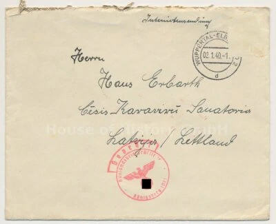 130005, Interniertenpost, Latvija Lettland, Auslandsbriefprüfstelle Königsberg - Bild 1 von 4