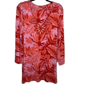 NWT Soft Surroundings Del Rio Pink Orange Beaded Tunic Women's Size M - Picture 1 of 6