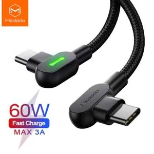 Mcdodo Right Angle USB C to USB C Fast Charger Cable 60W PD 3A Charging 1.5m 2m - Picture 1 of 10