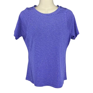 Trainingsshirt Damen Größe XS 0-2 lila blau gestreift von Athletic Works - Bild 1 von 9