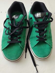 ETNIES Fader Vintage Style Suede Skate Shoes Boys Size 6 Black Green Y2k Board