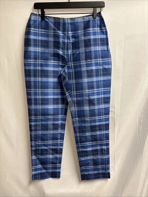 LRL Lauren Ralph Lauren 100% Silk Pants Women's Size 4 Blue Plaid Green Label - Image 1 of 3