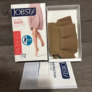 JOBST UltraSheer Thigh High Dot Band Closed Toe 20-30mmHg Sun Bronze Medium - Picture 1 of 5