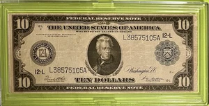 Banconota 10 dollari 1914 formato grande Federal Reserve - Foto 1 di 12