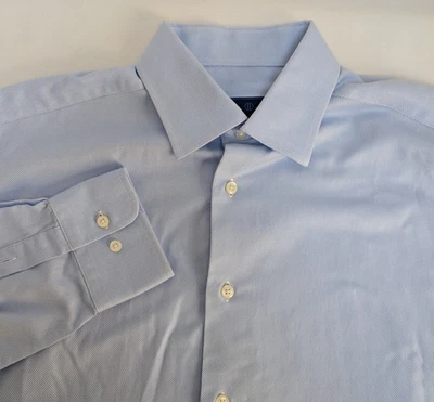 Camisa de vestir para hombre David Donahue 16,5 32/33 azul claro 100 % algodón texturizado Foto 1 de 4