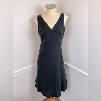 ANN TAYLOR Sleeveless Black Fit & Flare Silk Dress | Size 4 - Image 1 of 4