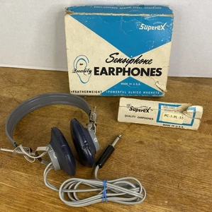 SupereX Sensiphone Auricolari Qualità PC-1-PL-55 Vintage Alnico Magnet Box USA Funziona - Foto 1 di 22