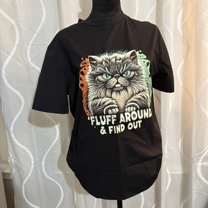Unisex T-Shirt Fluff Around & Find Out lustig Haustier Katze Tierliebhaber klein - Bild 1 von 4
