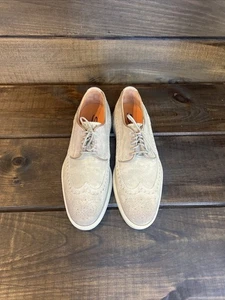 Santoni beige Wildleder Brogue elegante Schuhe Herren Größe 8,5 hergestellt in Italien - Bild 1 von 13
