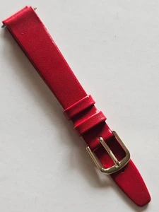 14 mm - rotes / glattes Oberflächenleder Uhrenarmband - (goldene Schnalle/Stifte enthalten) - Bild 1 von 3